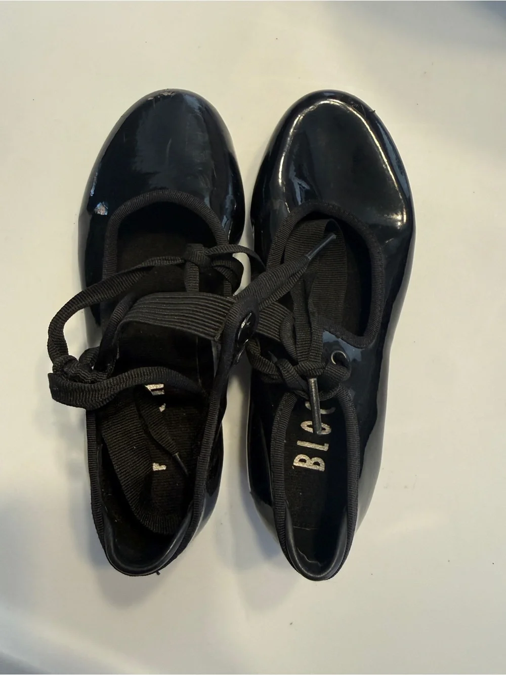 Bloch Girls Size 4H Black Patent Lace-Up Techno Tap Shoes